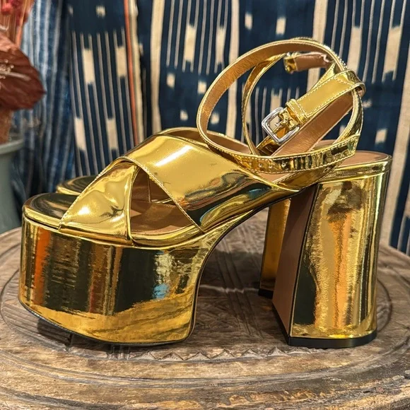 Marni Gold Heels Platforms Sandals - Picture 4 of 8